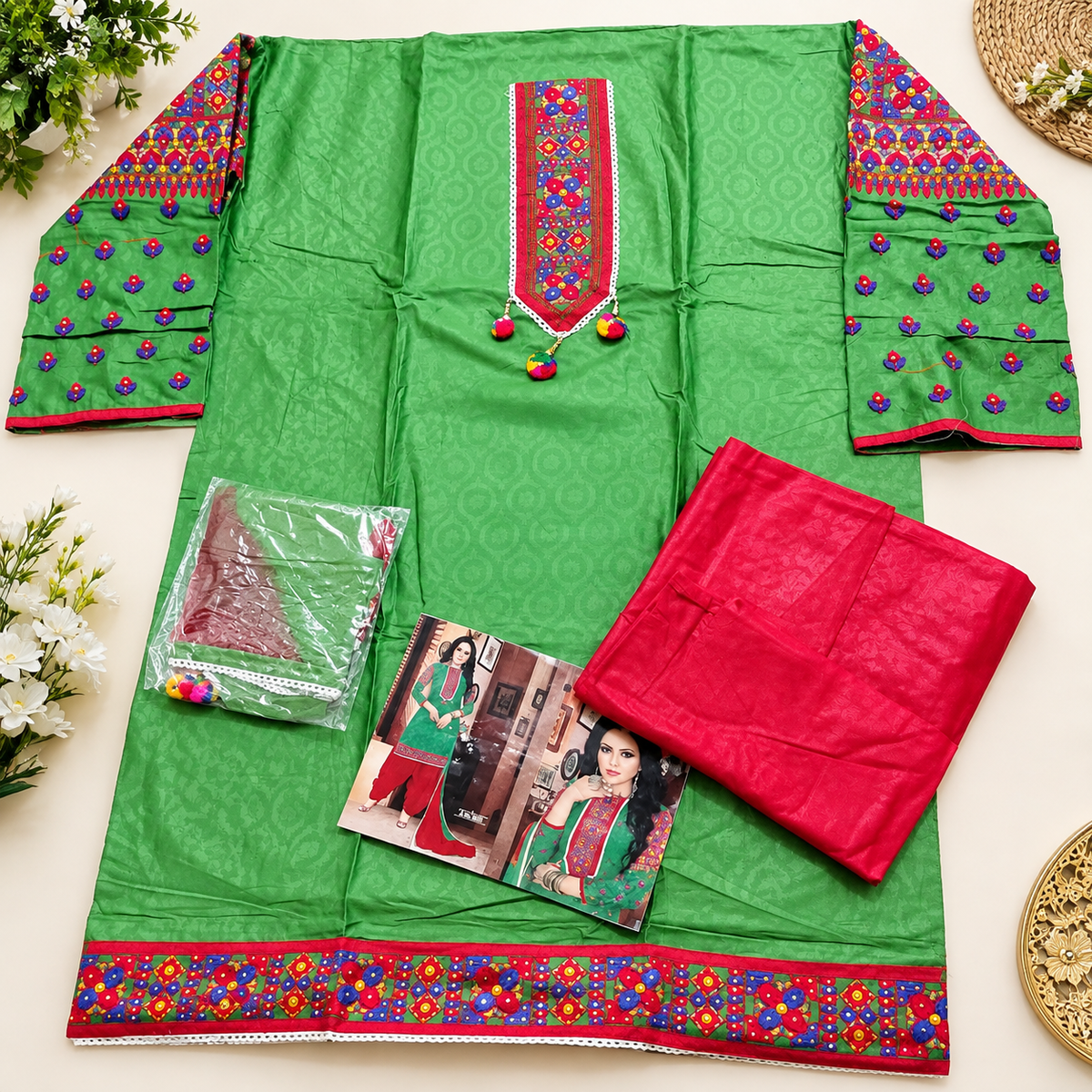 Fancy Cotton Dress with Chiffon Dupatta. New Style Dress With Beautiful Colours