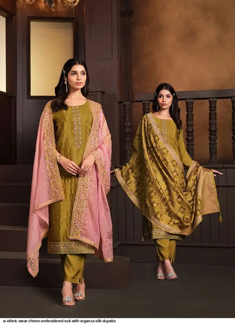 This specific catalog showcases a unique double dupatta concept paired with a single salwar suit.