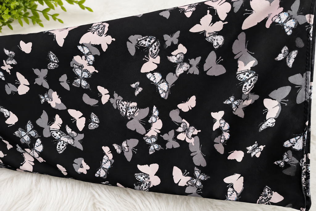 Printed abaya with rubber sleeves and crinkle chiffon scarf