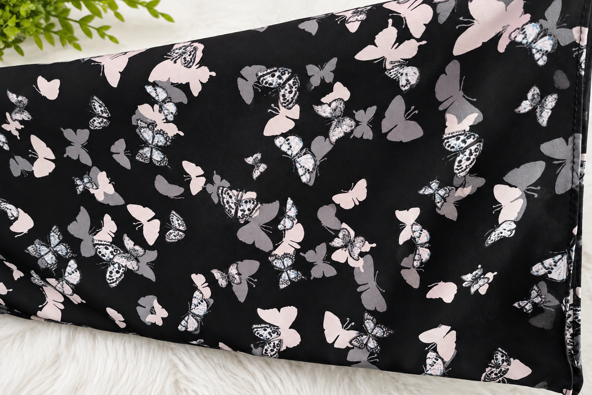 Printed abaya with rubber sleeves and crinkle chiffon scarf