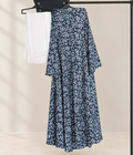 Printed abaya with Long sleeves and crinkle chiffon scarf