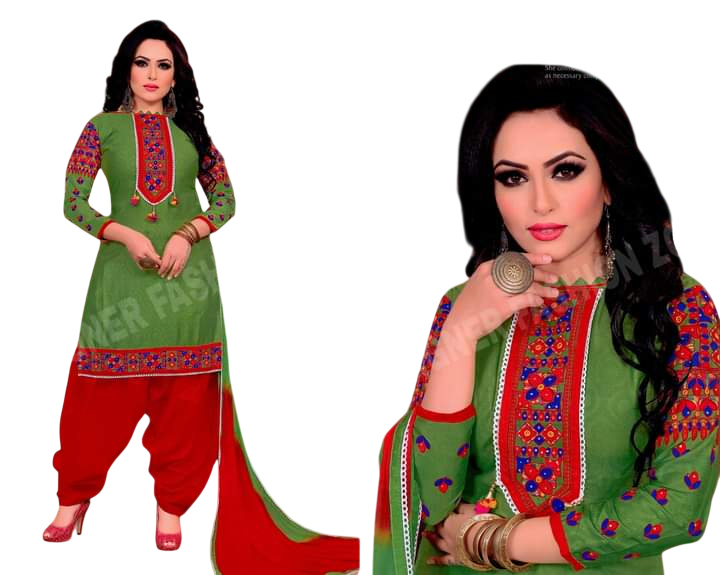 Fancy Cotton Dress with Chiffon Dupatta. New Style Dress With Beautiful Colours