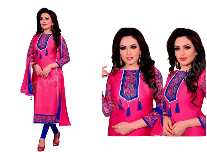 Fancy Cotton Dress with Chiffon Dupatta. New Style Dress With Beautiful Colours