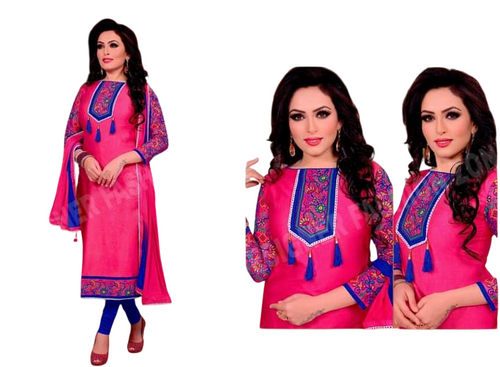 Fancy Cotton Dress with Chiffon Dupatta. New Style Dress With Beautiful Colours