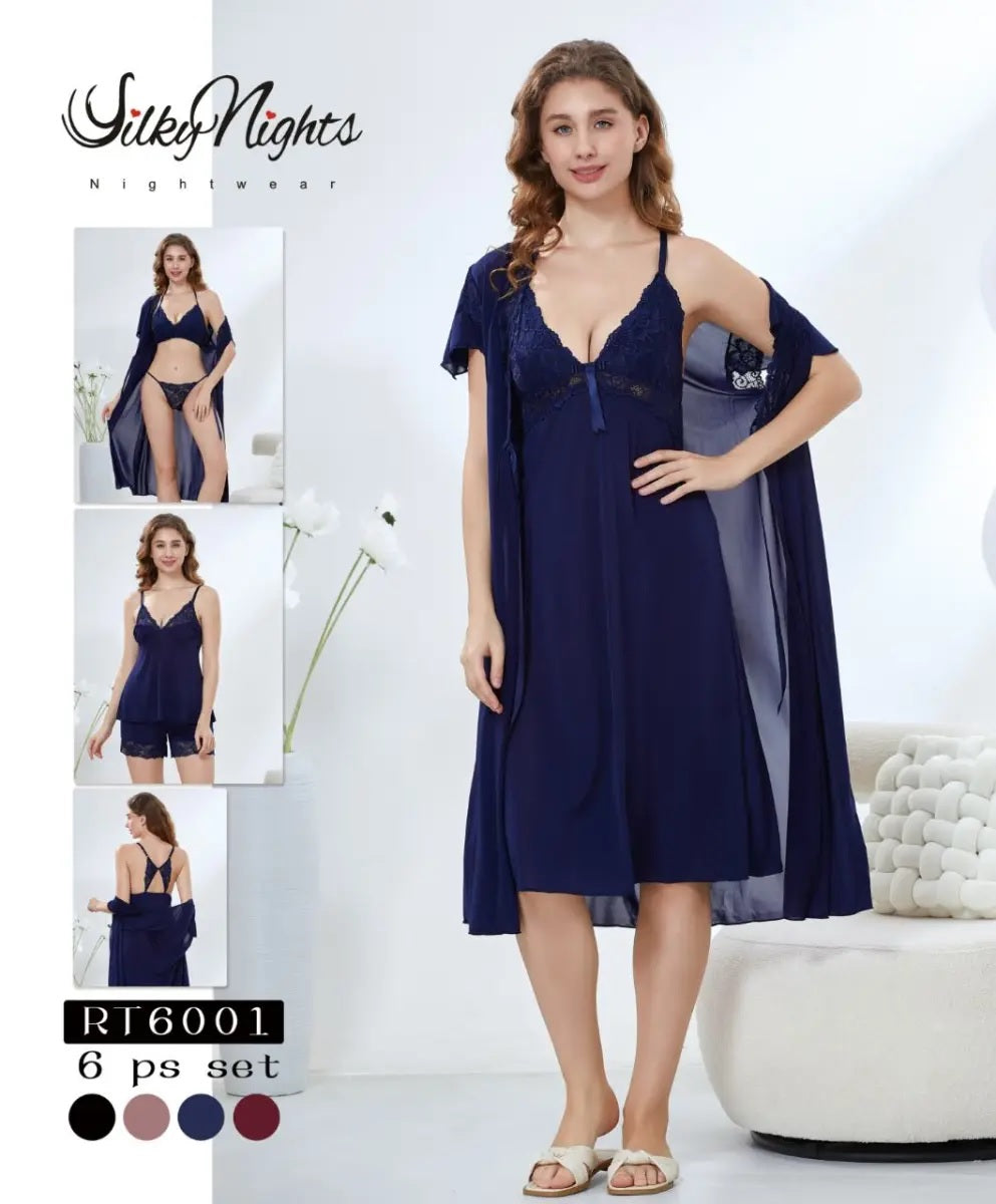Elegant 6 piece bridal wear collection featuring premium quality nightwear