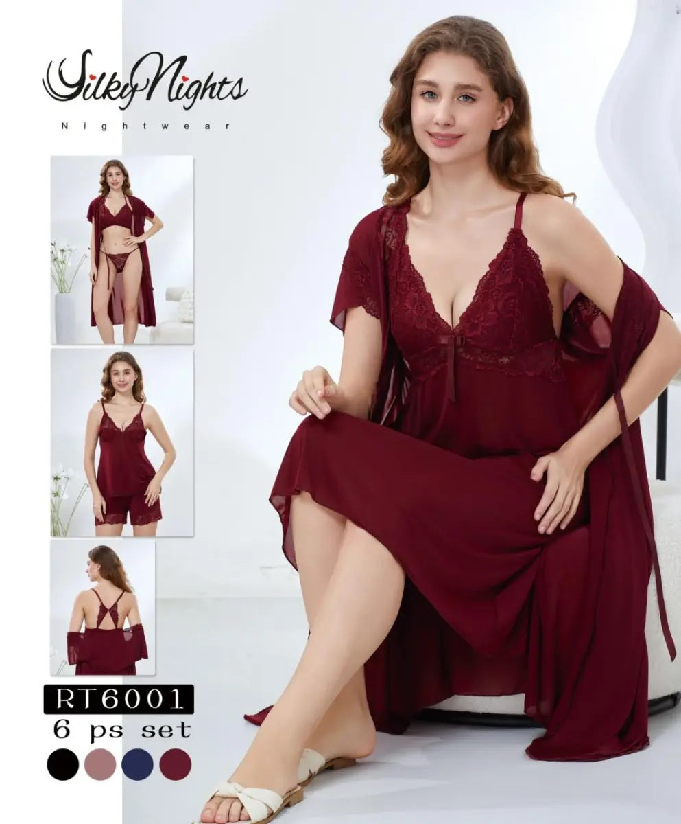 Elegant 6 piece bridal wear collection featuring premium quality nightwear