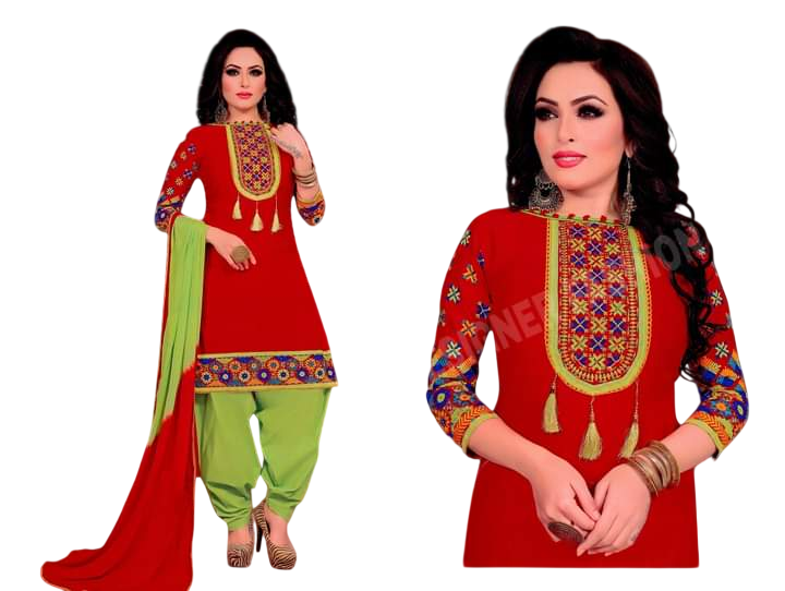 Fancy Cotton Dress with Chiffon Dupatta. New Style Dress With Beautiful Colours