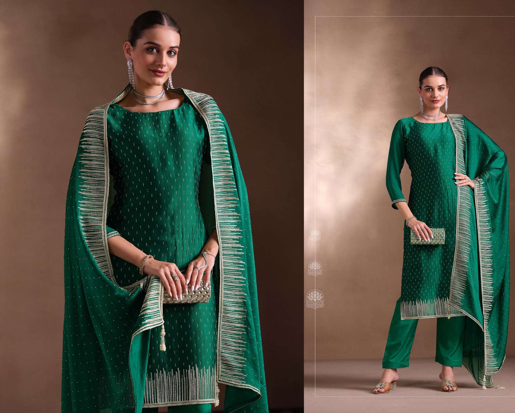 Elegant three-piece ensemble featuring a premium 2-tone cotanic georgette