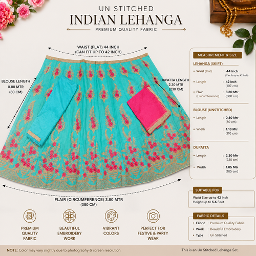 Elegant silk lehanga adorned with delicate net embroidery, perfect for special occasions